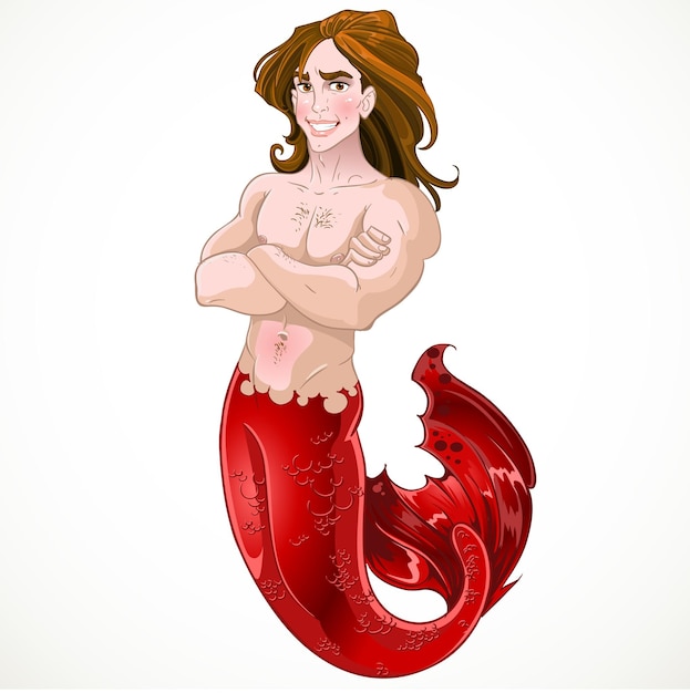 Mermaid boy with red scales