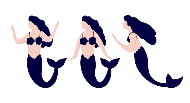 Mermaid cartoon character flat design ilustration