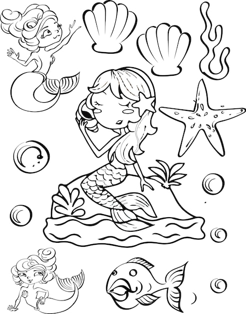 mermaid Coloring Page for kids