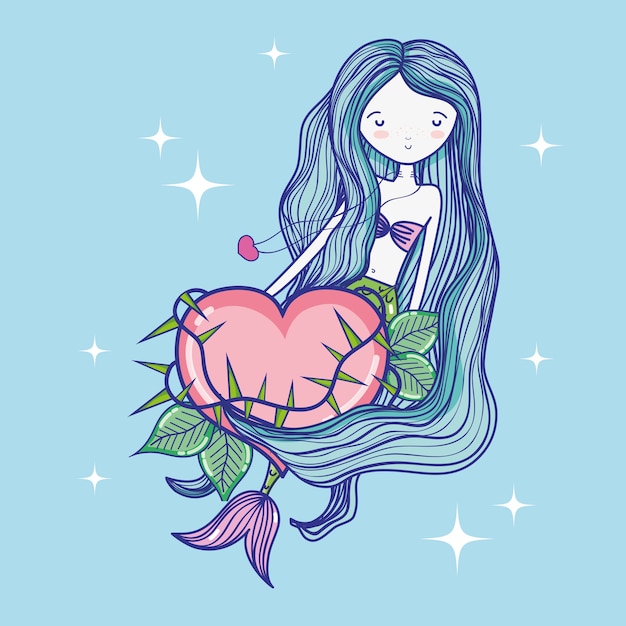 Mermaid cute drawing