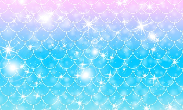 Mermaid kawaii pattern Fish scale Holographic stars