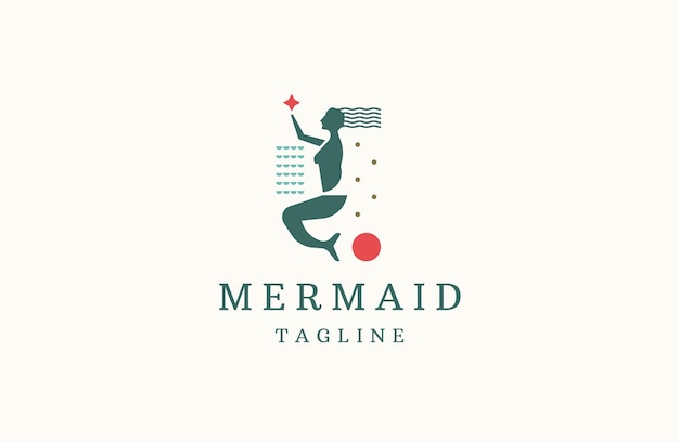 Mermaid logo icon design template flat vector illustration