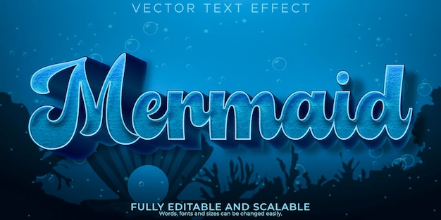 Mermaid ocean text effect editable sea pirates text style