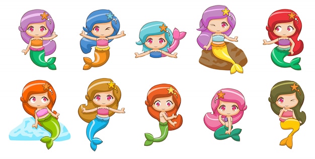 Mermaid set collection graphic clipart design