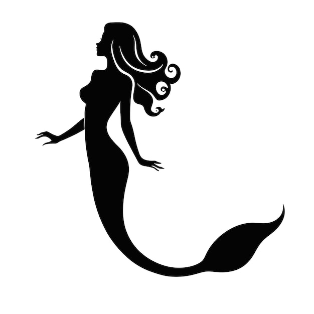 Mermaid silhouette siren vector illustration