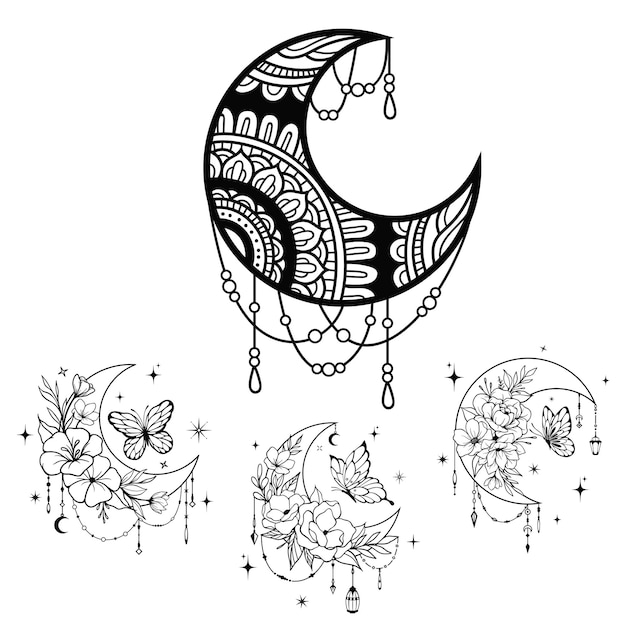 Vector mermaid silhouette svg moon svg