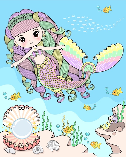 Mermaid swimming under the sea