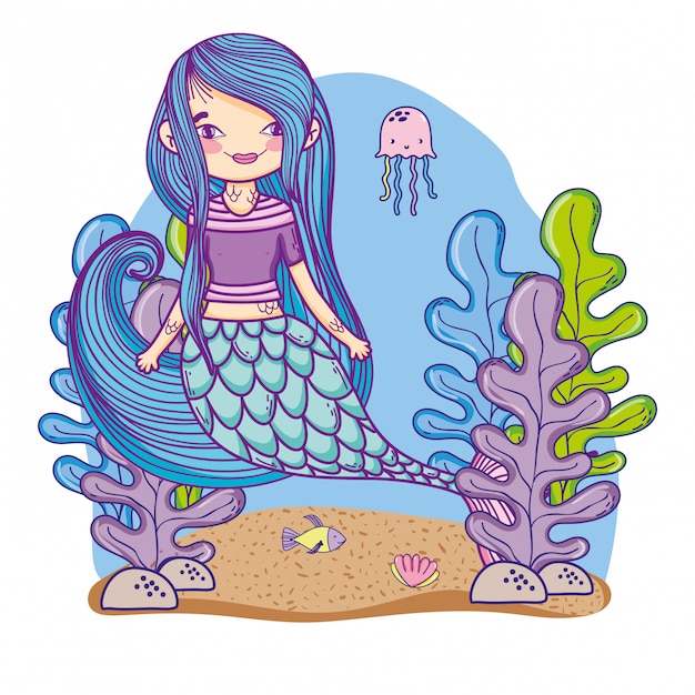 Mermaid swimming undersea