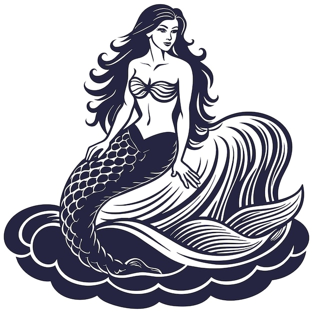 mermaid with flowing hair and detailed scales enchanting spirit of oceanic myths and legends