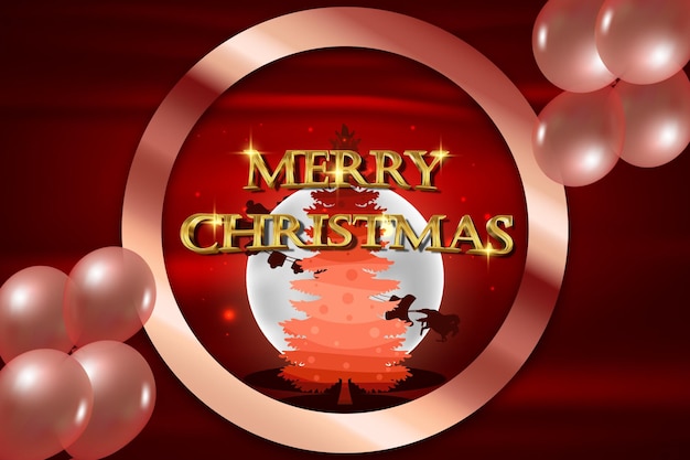 merry christmas 2022 banner template with golden text effect