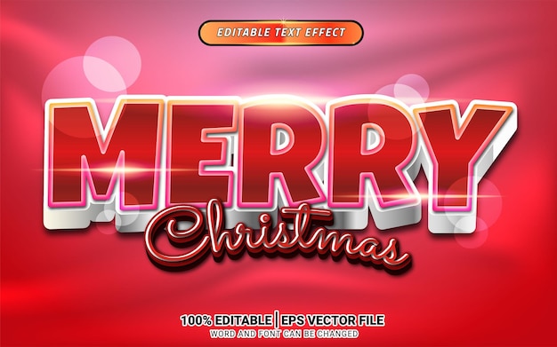 Merry christmas 3d pink editable text effect template design background headline