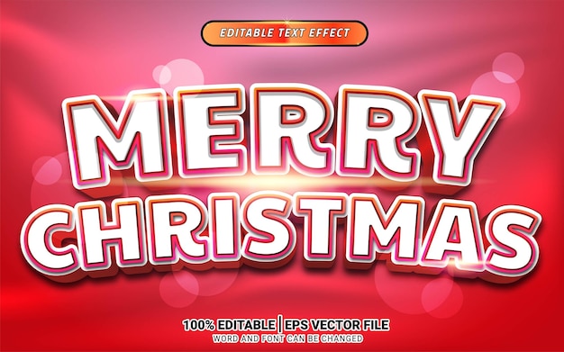 Merry christmas 3d text effect editable template background design