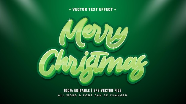 Merry Christmas 3d Text Style Effect. Editable Illustrator Text Style.