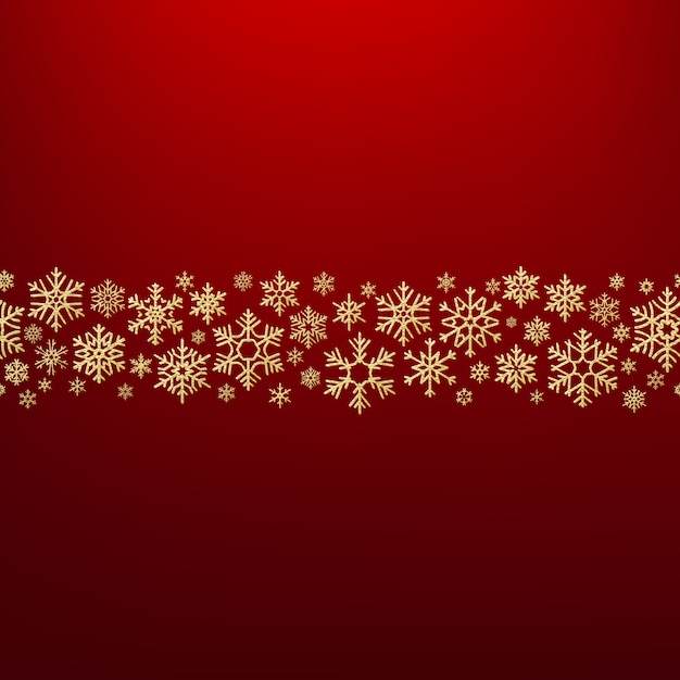 Merry Christmas background with gold snowflakes. Greeting card template. 