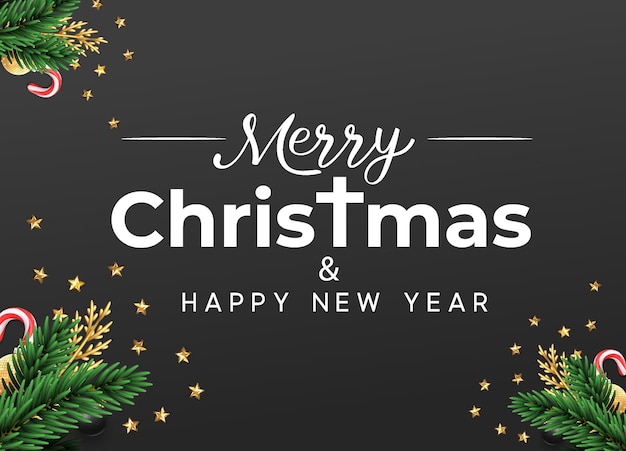 Merry christmas banner concept with black background