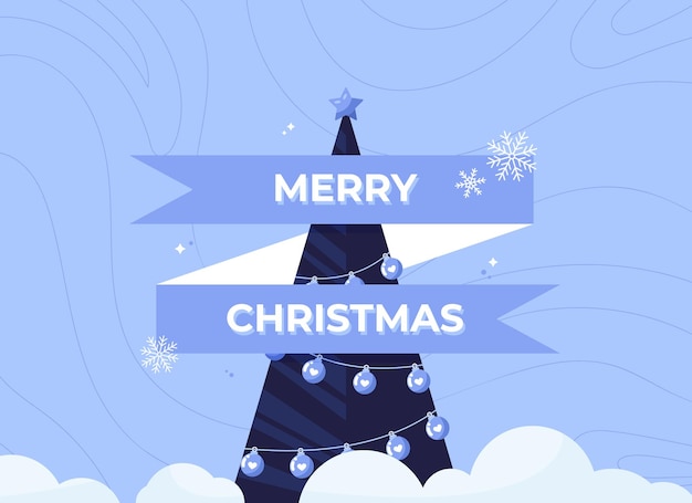 Merry Christmas banner with Christmas tree