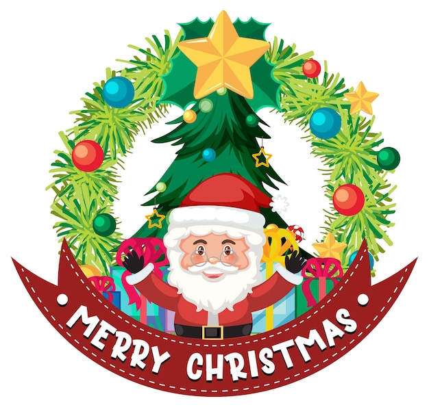 Merry Christmas banner with Santa Claus cartoon character