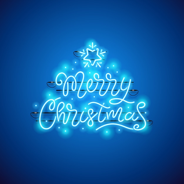 Merry Christmas Blue Neon Sign