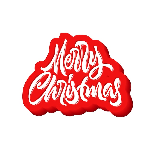 Merry Christmas calligraphic handdrawn lettering with puffy jelly style