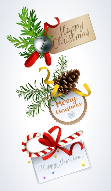 Merry Christmas card design.   Christmas gift tags