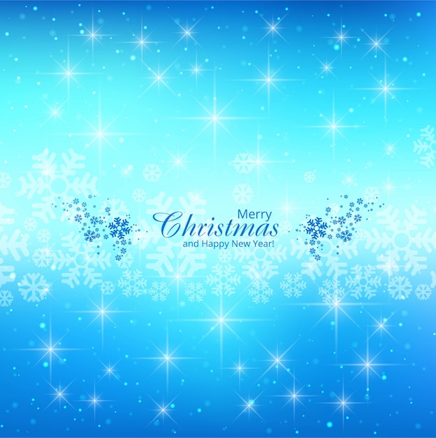 Merry christmas card glitters blue background