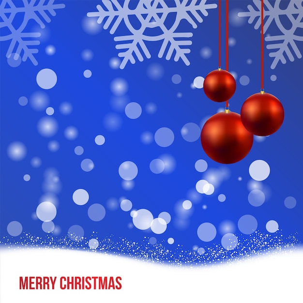 Merry Christmas card illustration on blue background. 