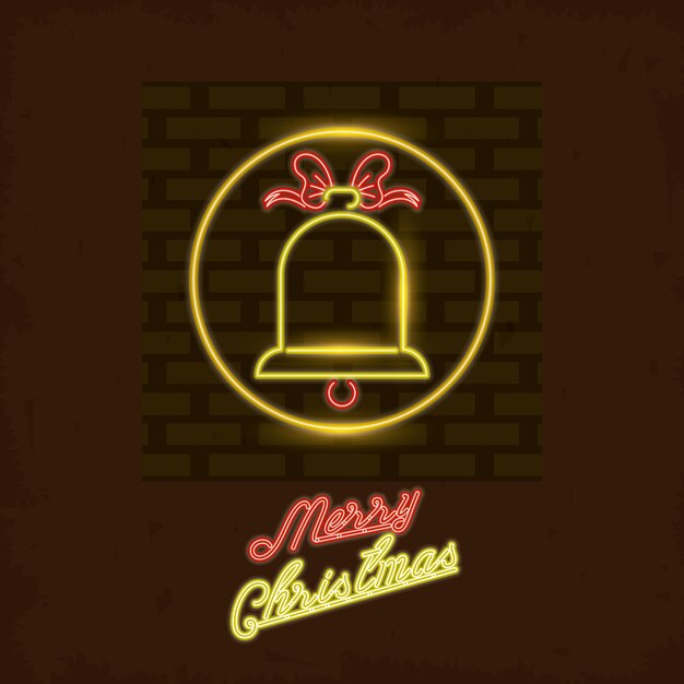 Merry christmas card neon light