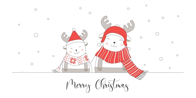 Merry Christmas Card with Christmas characters 