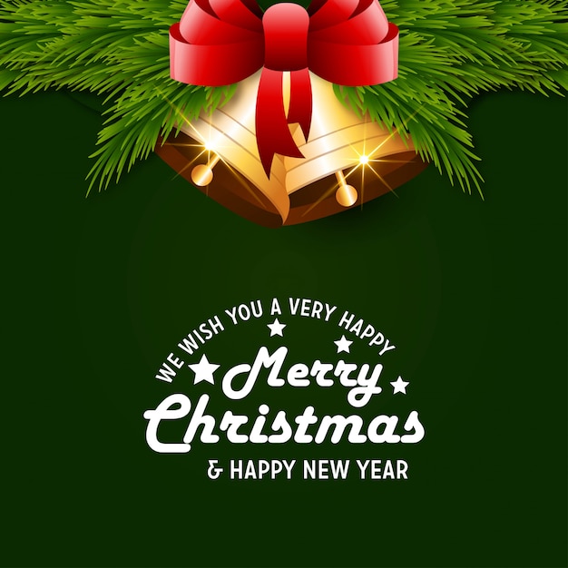 Merry Christmas card with creative design and green background