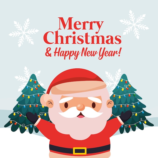 Merry christmas card with santa claus .vector illustration