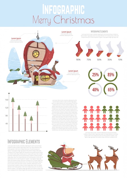 Merry Christmas Cartoon Infographic template