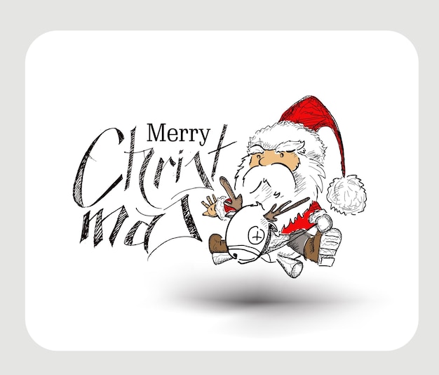 Merry Christmas! Cartoon Style Funny Santa Claus, Vector illustration