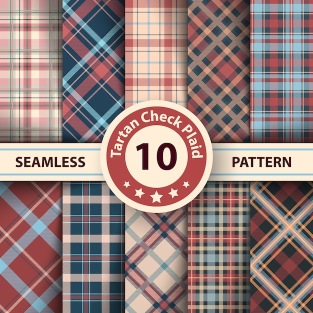 Merry Christmas check plaid seamless patterns.