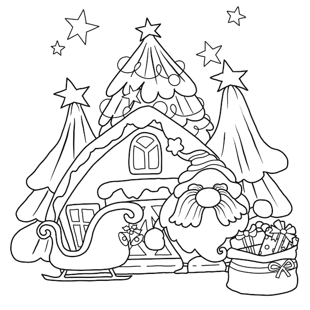 Merry Christmas Christmas Santa Claus isolated coloring page for kids