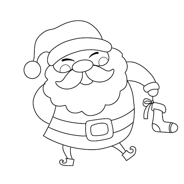 Merry Christmas Christmas Santa Claus isolated coloring page for kids