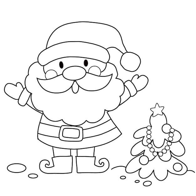 Merry Christmas Christmas Santa Claus isolated coloring page for kids