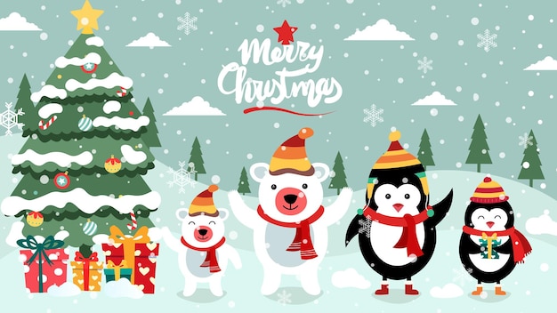 Merry Christmas cute illustration