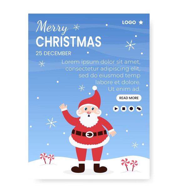 Vector merry christmas day poster template flat design illustration editable of square background suitable for social media, greeting card, and web internet ads