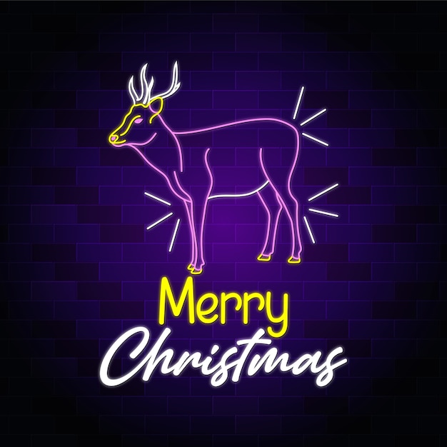 Merry christmas deer neon