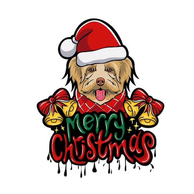 Merry Christmas Dog Illustration