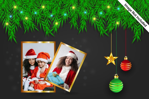 Merry christmas duet photo frame design