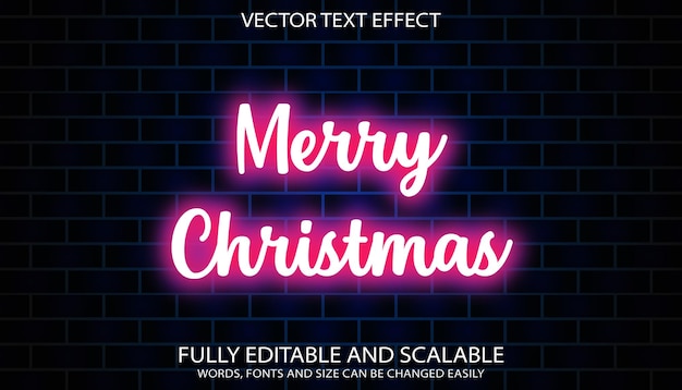 Merry Christmas editable neon text effect