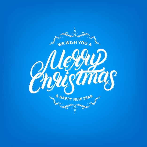 Merry Christmas elegant hand written lettering design. Vintage retro style.