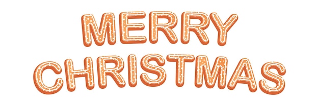 Merry Christmas glazed cookie text Christmas gingerbread Vector illustration