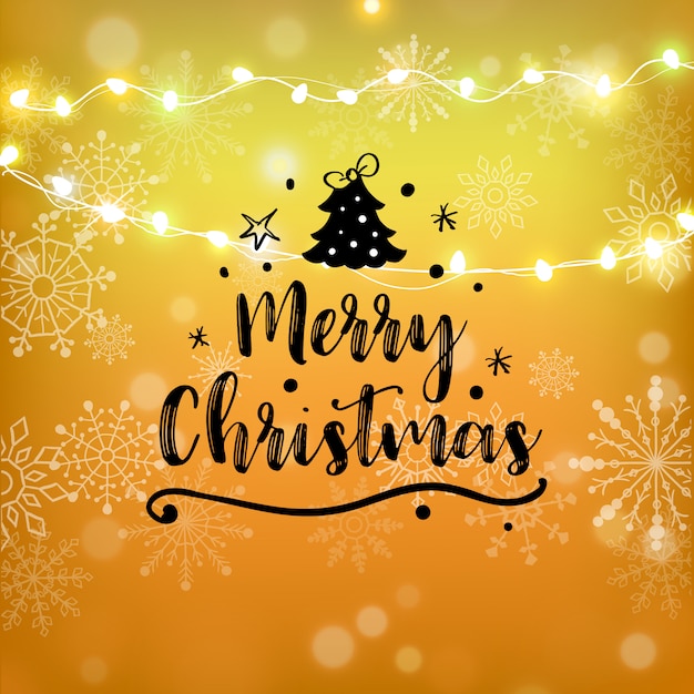 Merry Christmas gold glitter lettering . Christmas greeting card, poster, banner.