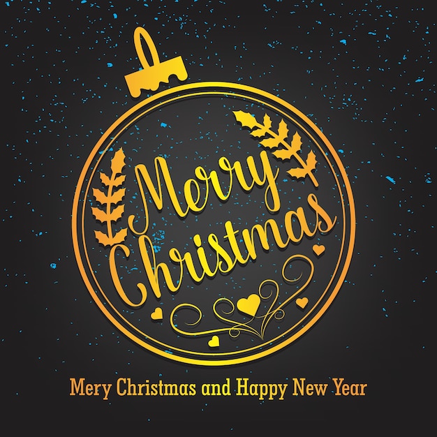 Merry Christmas Gold Lettering Greeting Card