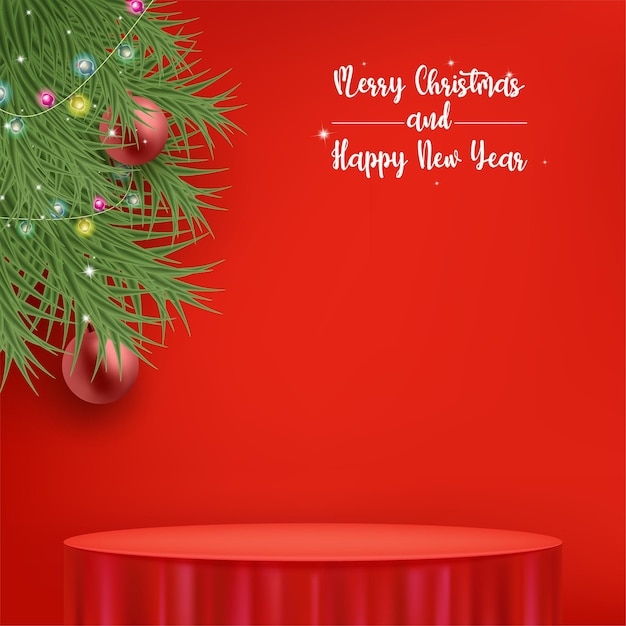 Merry christmas greeting card or invitation with tablecloth