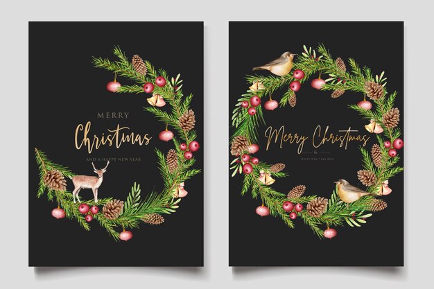 Vector merry christmas greeting card template