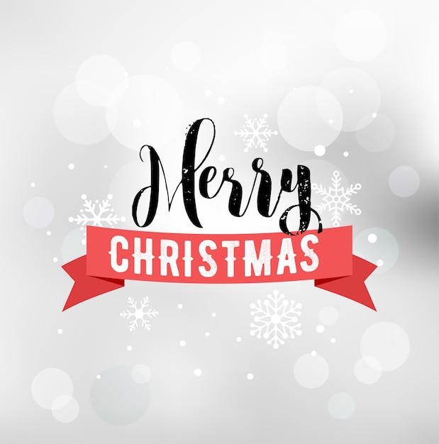 Merry Christmas greeting card with lettering, typography.