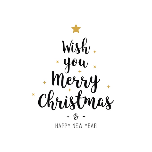 Vector merry christmas greeting text gold black isolated background